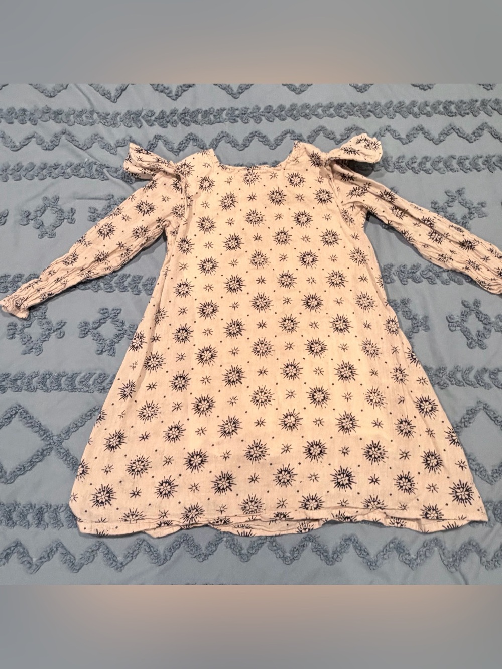 Yo Baby Muslin Sun Print Long Sleeve Dress | Girls Size 7 | 100% Cotton